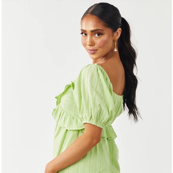 Lush Green Ruffle Mini Dress - Picture 3 of 5
